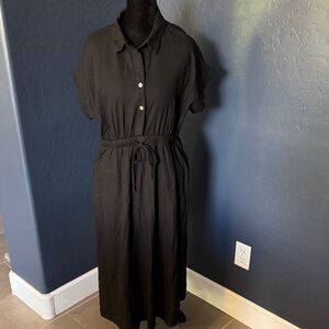 Gilli Black Midi Dress with Buttons